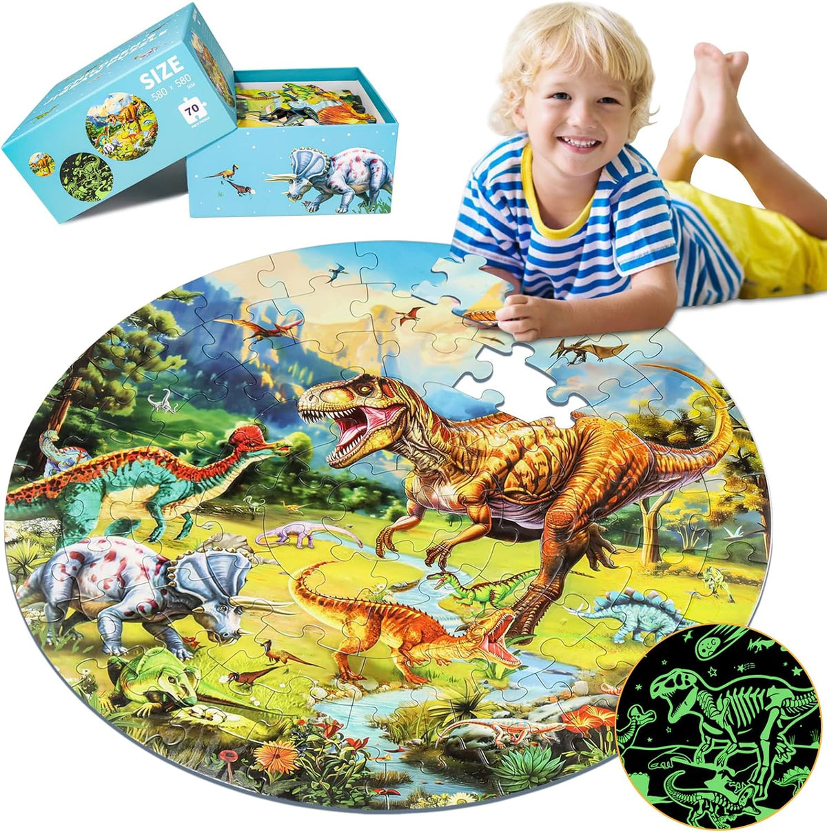 DIGOBAY glow in the dark solar system floor puzzle with planets, astronauts and space probe - view 3