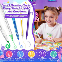 DreamyCandy 70 Pcs Washable Markers Set for Kids 4-8 - Purple Mermaid - image 4