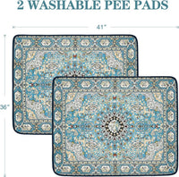 Washable Pee Pads for Dogs, Reusable Puppy Pads 36"x 41" 2 Pack – Essentials for Dogs - Medallion Blue / 36"*41"(Pack of 2) - image 2