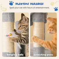 MWPO 63.8 inches Multi-Level Cat Tree for Large Cats with Sisal-Covered Scratching Posts, Padded Platform, Hammock and Condo,Stable Cat Tower Cat Condo Pet Play House-Light Gray