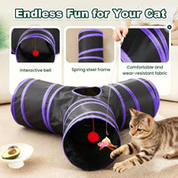 Love's cabin Cat Tunnel for Indoor Cats - Black&Purple / S (23.6"x13"x11") - image 4