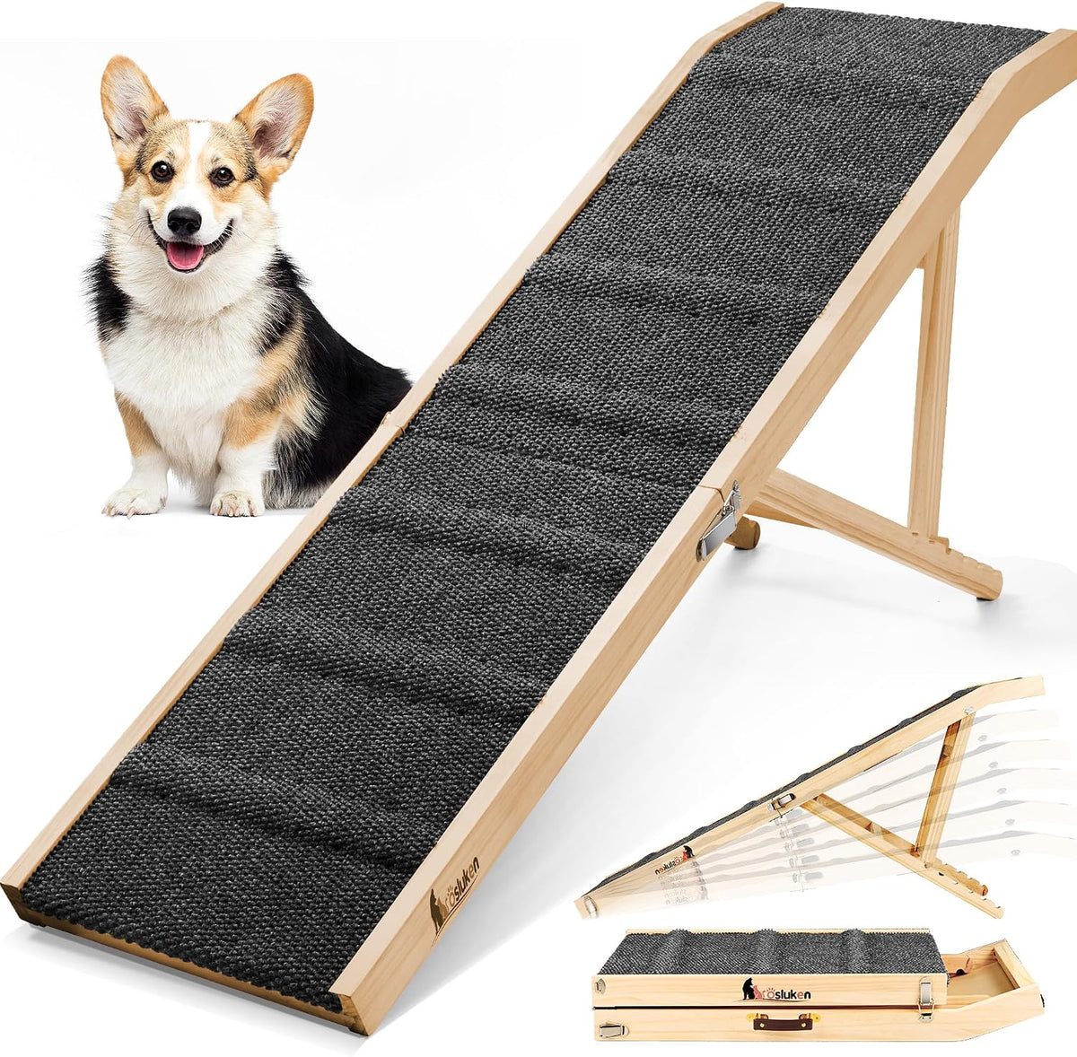 𝟐𝟎𝟐𝟔 𝐔𝐩𝐠𝐫𝐚𝐝𝐞𝐝 Dog Ramp for Bed - Black / 64"X 17inch