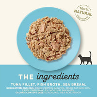 Applaws Natural Wet Cat Food in Broth, Limited Ingredient Wet Cat Food Pouches, No Additives, Made with Natural Ingredients, Tuna Fillet with Seabream in Broth (12 x 5.3oz Pouches)