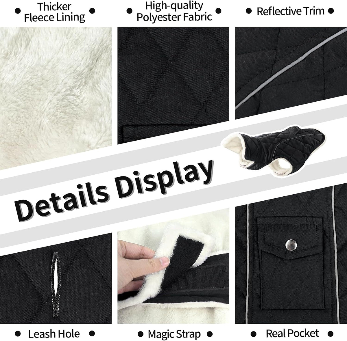 Malier Dog Coat Warm Dog Winter Coat - Black / Small - image 2