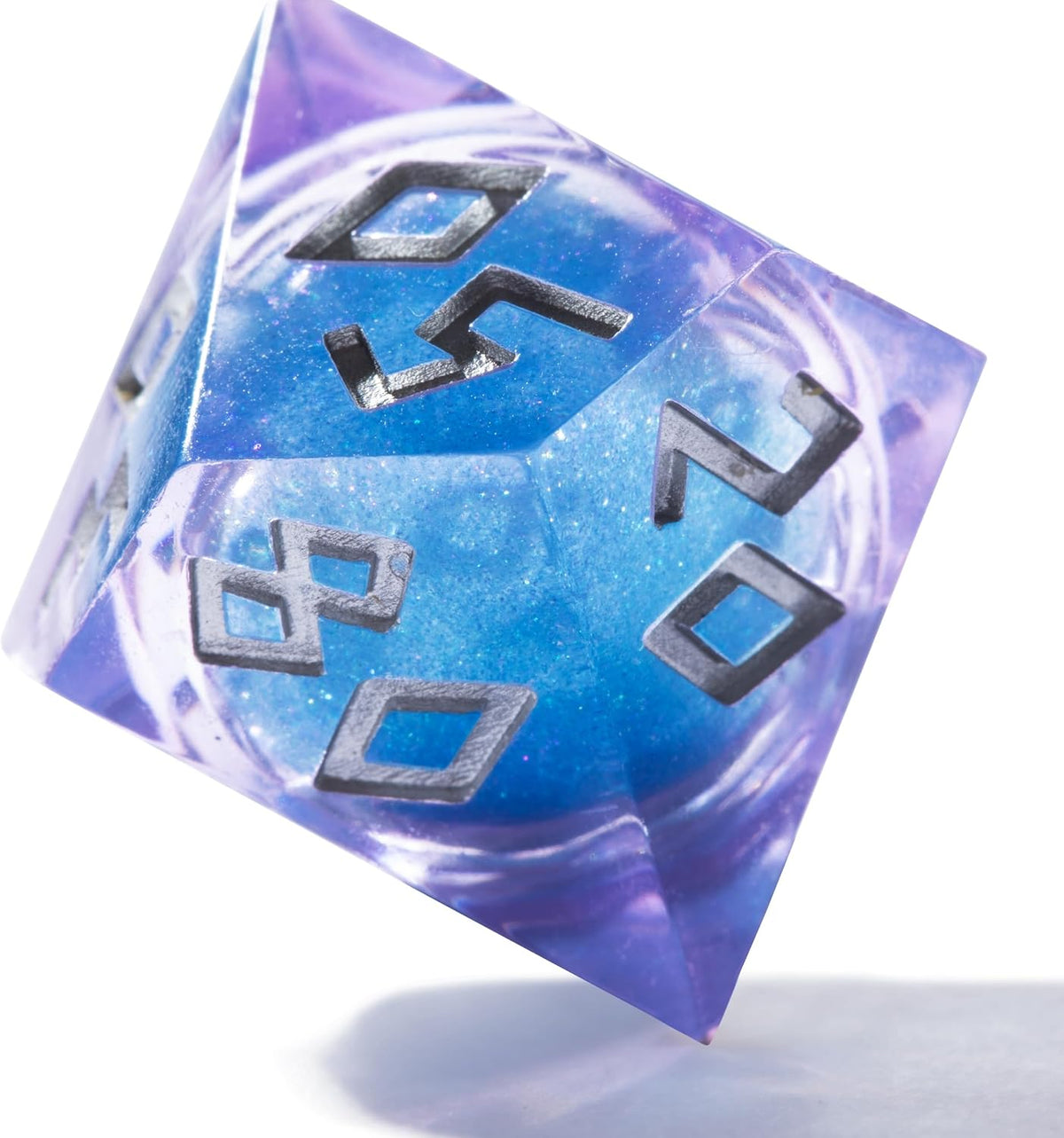 HEIMDALLR liquid core DND dice set in Fenrir's Shadow with glowing LED display box - view 36