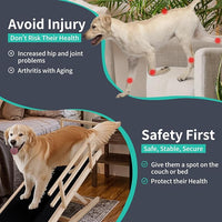 Dog Ramp, 5 Level Adjustable Wooden Folding Pet Ramp for Middle Bed, Couch,SUV-High Traction, Portable Paw Ramps for Small & Large Old Dogs & Cats - Furniture Quality