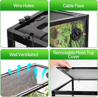 REPTI ZOO 36" x 24" x 18" Glass Reptile Terrarium, Front Opening Reptile Habit Tank with Double Hing Doors, Knock-Down Terrarium with Top Screen Ventilation 68 Gallon