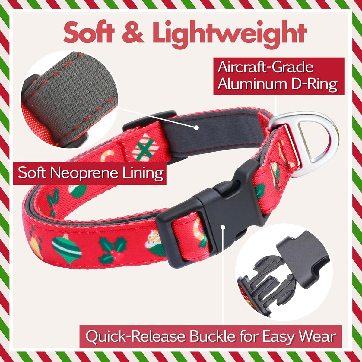 Medium Dog Collar, Neck 12"-20" - Large (Neck 16’’-25’’) / Christmas - image 3
