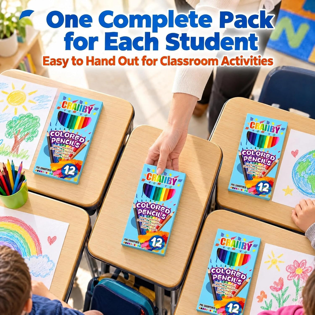 Craiiby colored pencils bulk, 24 boxes of 12 pre-sharpened colored pencils - view 4