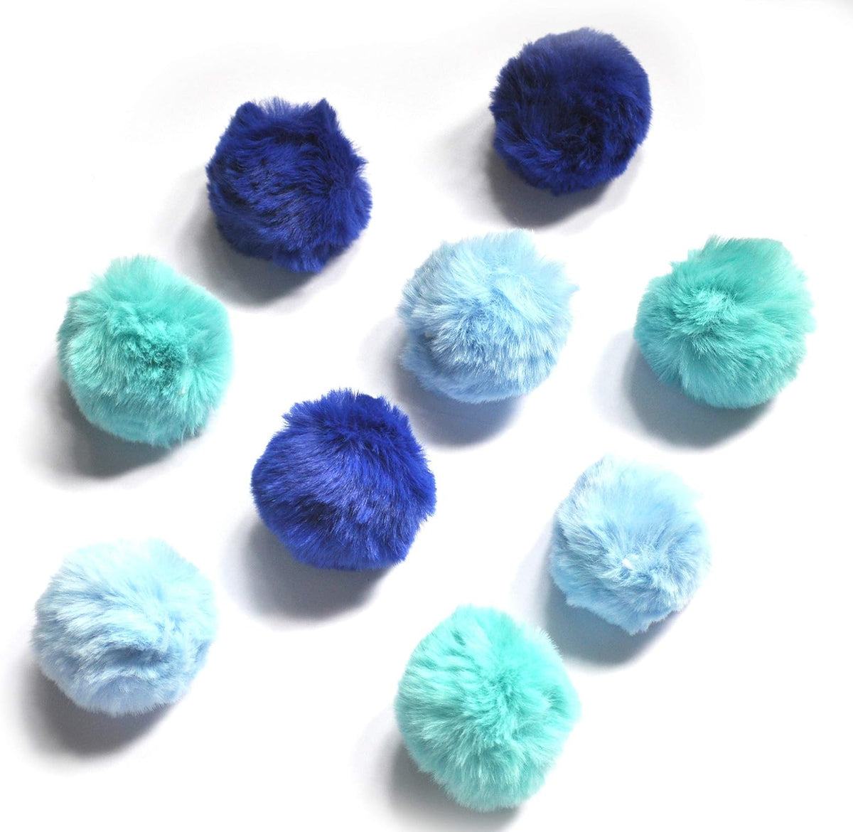 Cat Toys Furry Ball with Bell for Cats Kitty Rabbit Tails) – Essentials for Cats - Blue (with bell)