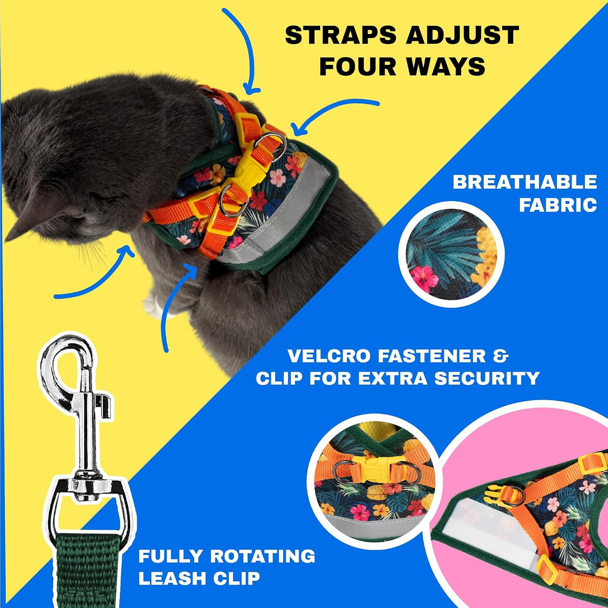 Travel Cat Harness and Leash Set - Medium / Hawaiian - image 3