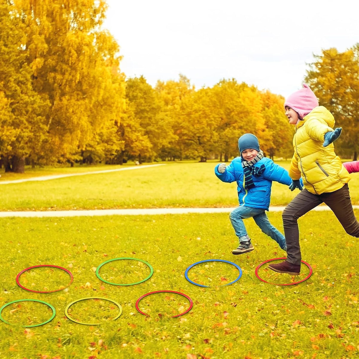 Libima 12 flat 15.8 inch exercise hoops in yellow, green, orange, blue and red - view 7