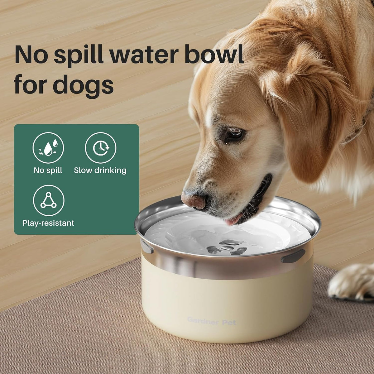 Gardner Pet Dog Bowls 1 Gallon Stainless Steel Dog Water Bowl – Essentials for Dogs - White / Large (3.85L) - image 2