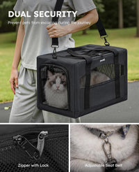 Pecute Cat Carrier Stable, Pet Carrier with Privacy Partition - Dark Gray / 18.5"L x 12.9"W x 11.8"H - image 3