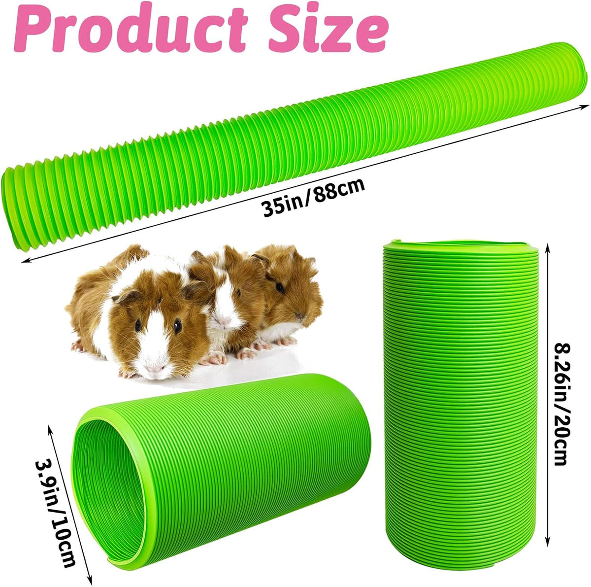 Collapsible Pet Tunnel 2 PCS Hamster Fun Tunnels – Essentials for Small Pets - Green - image 2