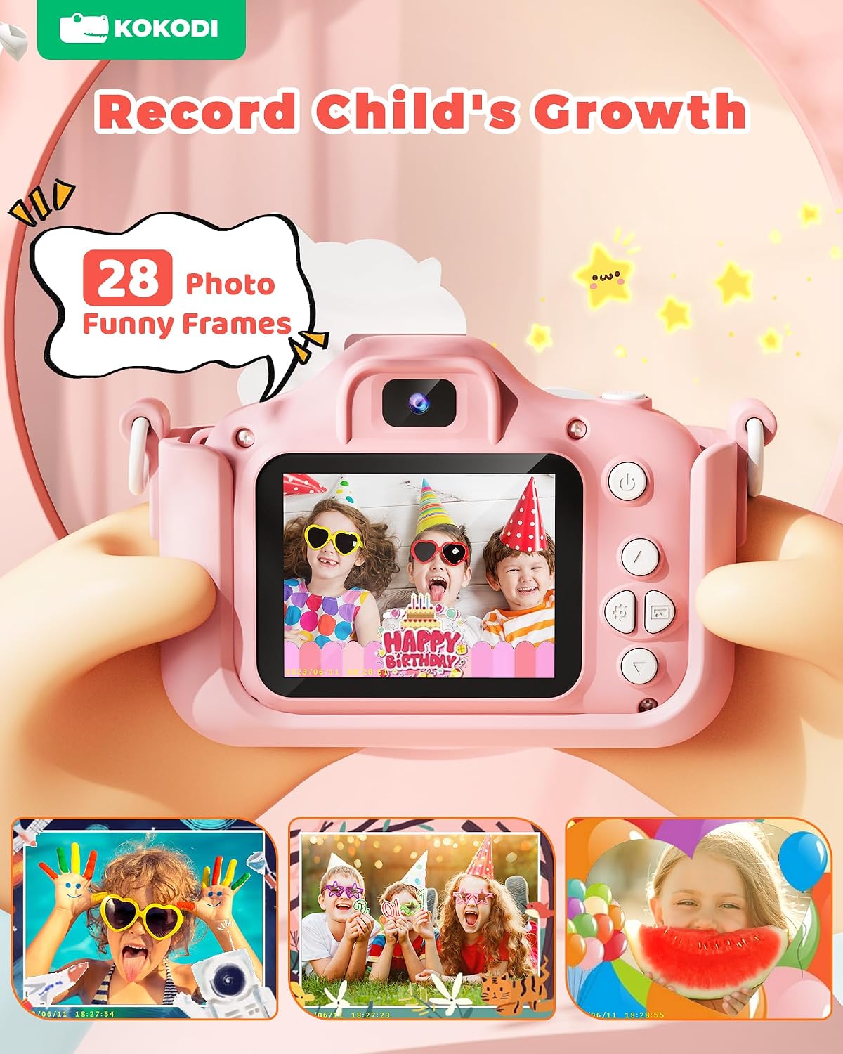KOKODI Kids Camera Toy Digital Camera for Kids - Unicorn-Pink - image 3