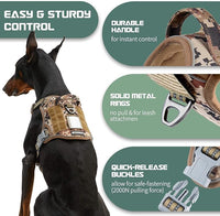 BUMBIN Tactical Dog Harness for Large Dogs No Pull, Famous TIK Tok No Pull Dog Harness, Fit Smart Reflective Pet Walking Harness for Training, Adjustable Dog Vest Harness with Handle Desert Camo L