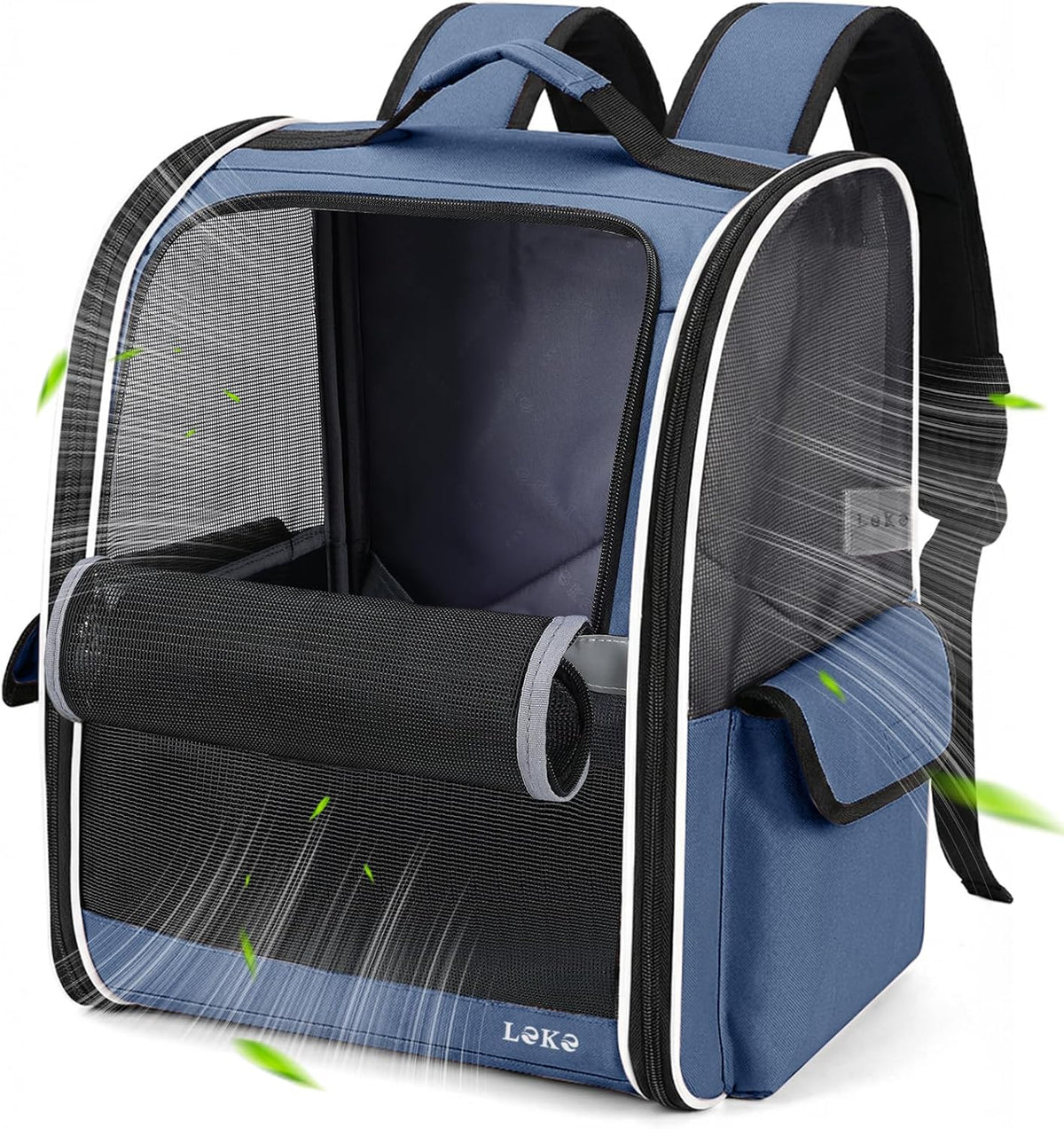 Lekereise Dog Carrier Backpack for Small Medium Dogs Cats up to 18 lbs - Blue / M-Mesh Window