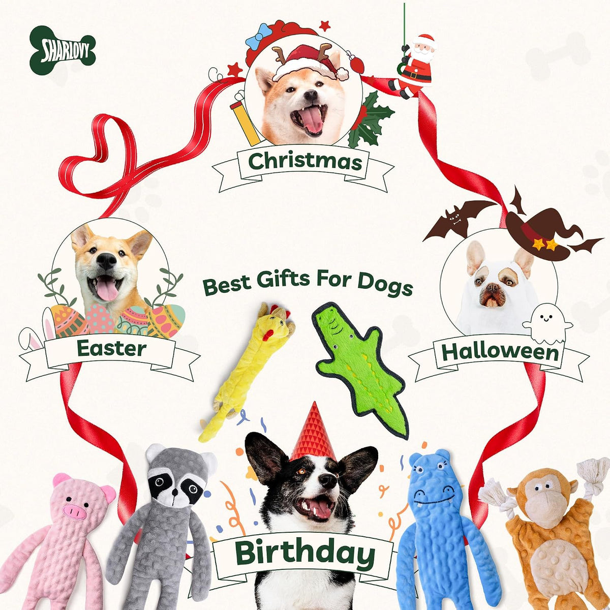 No Stuffing Dog Toys Crinkle Squeaky - Assorted 3 Pack / Large - image 3