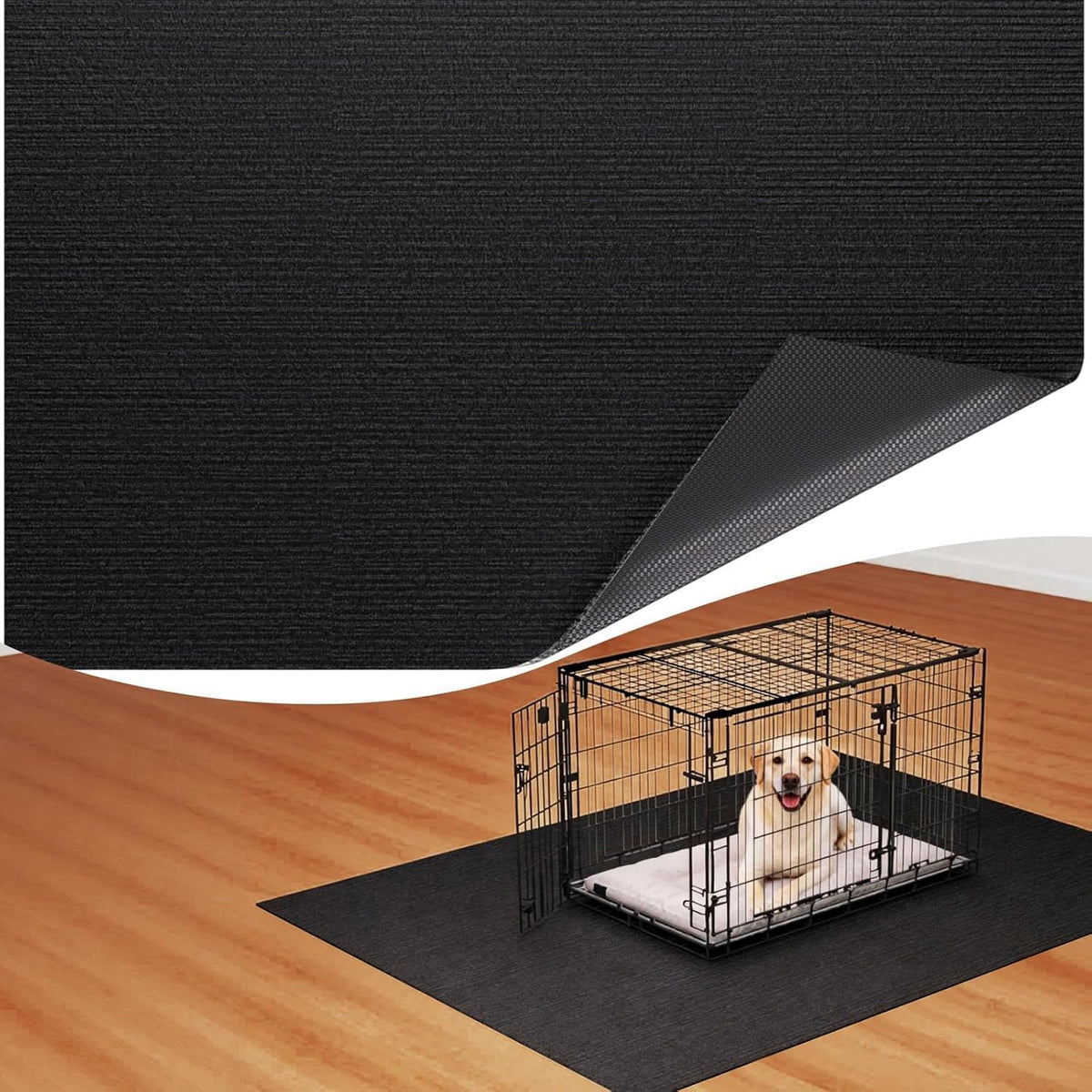 Dog Crate Mat, 24 in X 36 in Dog Playpen Mat Kennel Mat – Essentials for Dogs - Black / 43"L x 43"W