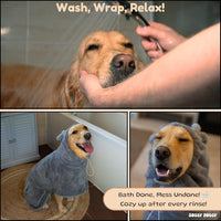 SOGGYDOGGY US: Luxury Dog Bathrobe - Gray / S (12-18in) - image 4