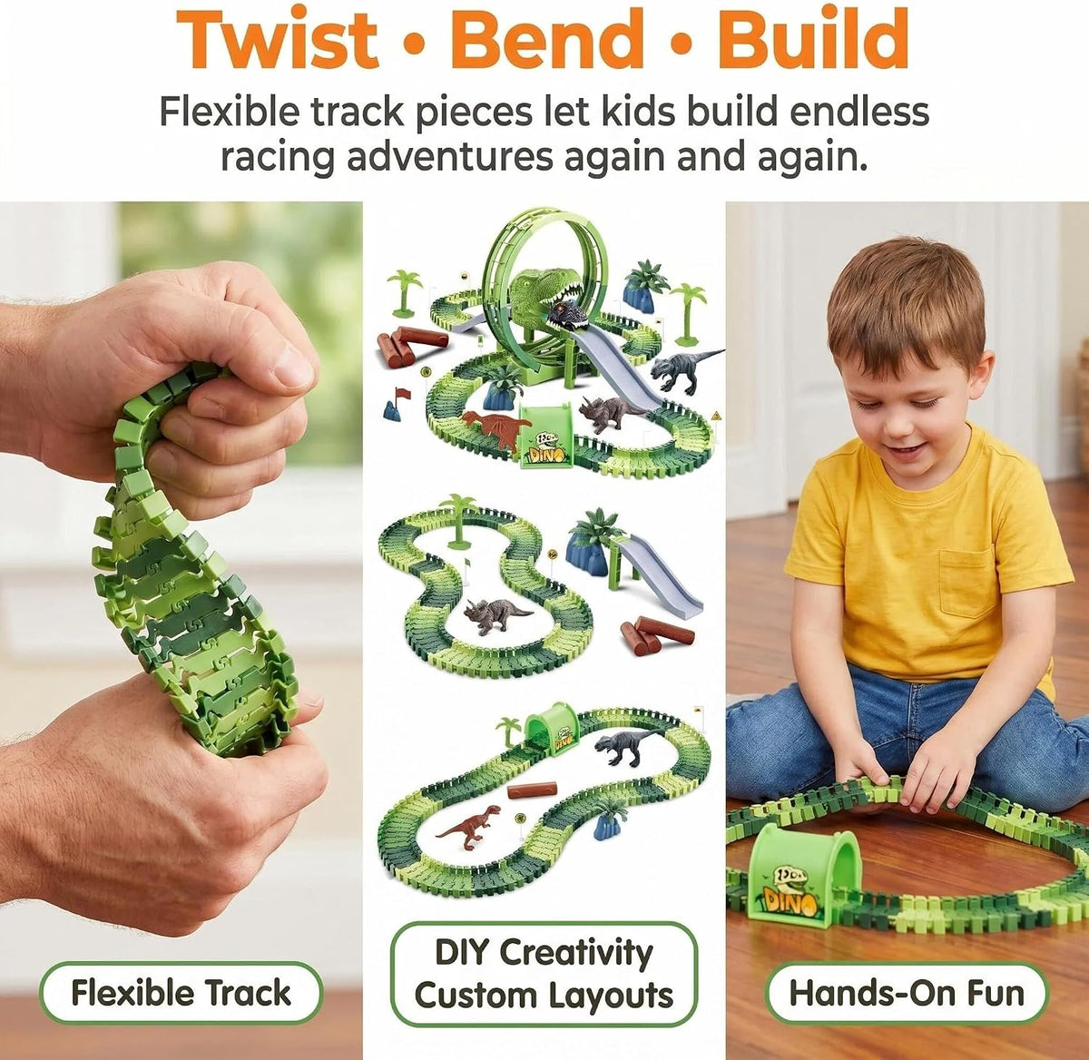 Dinosaur Race Track Toys for Boys 3-5 - T-Rex Giant Loop Dinosaur Race Track Set - image 4