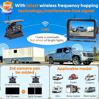 Wireless Backup Camera for RV Install-Free 7-Inch: Magnetic HD 1080P Recording Solar Rear View Camera No-Delay Signal with Touch Button Monitor System Y08