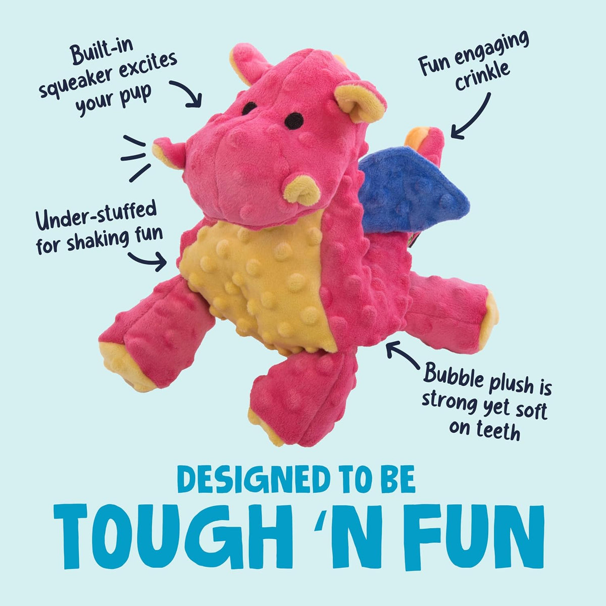 goDog Bubble Plush Dragons Squeaky Dog Toy - Bubble Plush Dragons (Coral) / Large - image 2