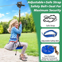 X XBEN backyard zip line kit with stainless steel trolley, swing seat and spring brake - view 4