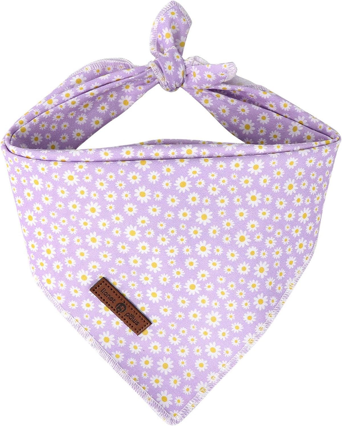 Lionet Paws Spring Daisy Dog Bandana Washable Cotton Handkerchief - Purple Daisy / Large (Pack of 1)