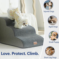 Dog Stairs for Small Dogs, 3-Step Pet Steps for Couch Sofa - Grey / 4 / 4-Step (28.3"D x 15.7"W x 19.7"H) - image 2