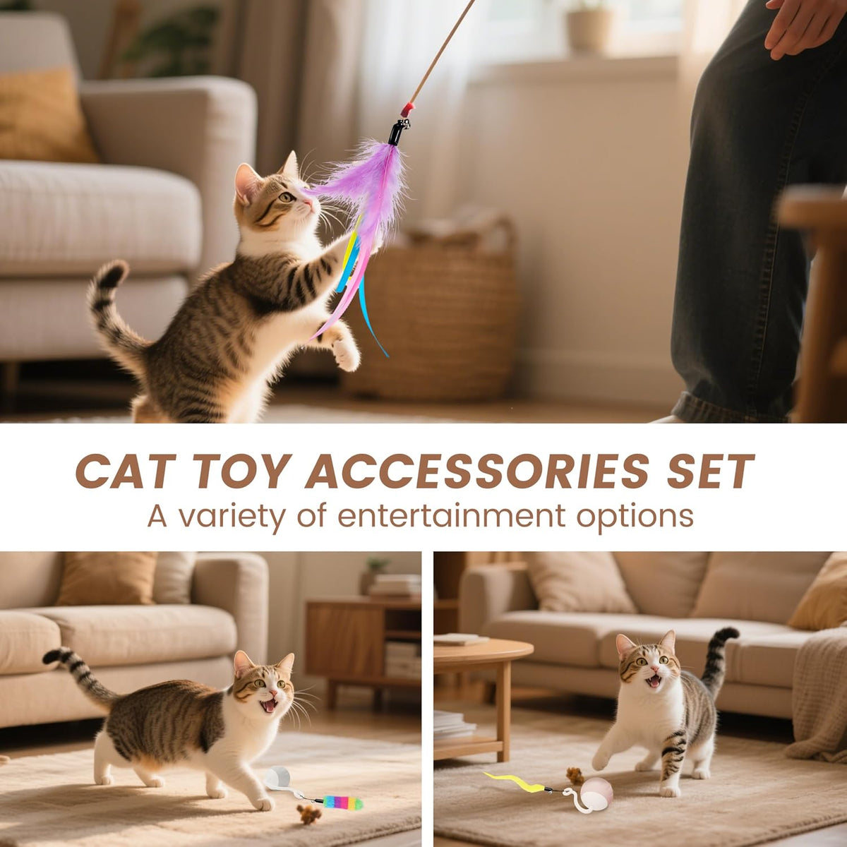 Upgraded 2.36 Inch Large Interactive Cat Toys Ball for Indoor Cats - multicolour - image 4