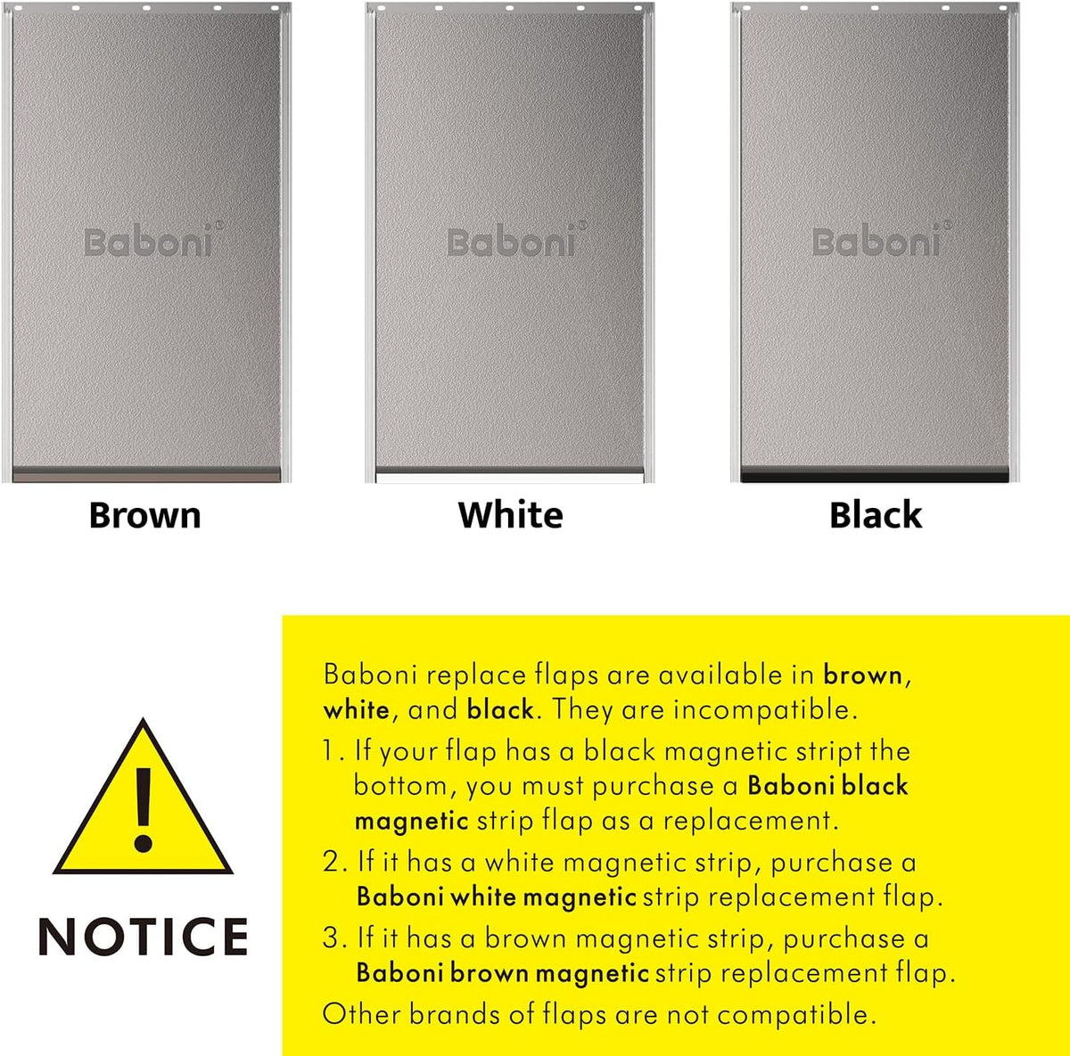 Baboni Replacement Flap for Dog and Cat Doors Including Screws - Brown Magnetic Strip / Small(Pack of 1) / For baboni metal dog door - image 4