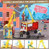 Lotmey magnetic tiles road set with 2 cranes, dolls, fire station and road tiles - view 3