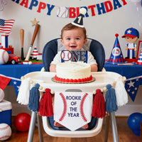 First Birthday Decorations for Boy Blue One Year Old High Chair - Red Blue - image 4