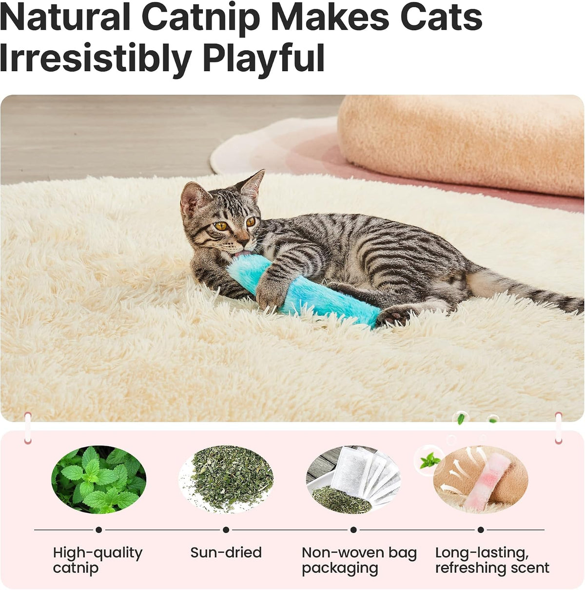 Potaroma Cat Toys Pillows, Catnip Inside, Indoor Interactive Fun - Pastel Colors - image 2