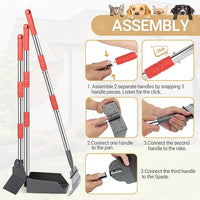 Heeyoo Dog Pooper Scooper, Dog Poop Tray and Rake Set, Pet Waste Removal Scoop with Long Adjustable Sectional Stainless Handles