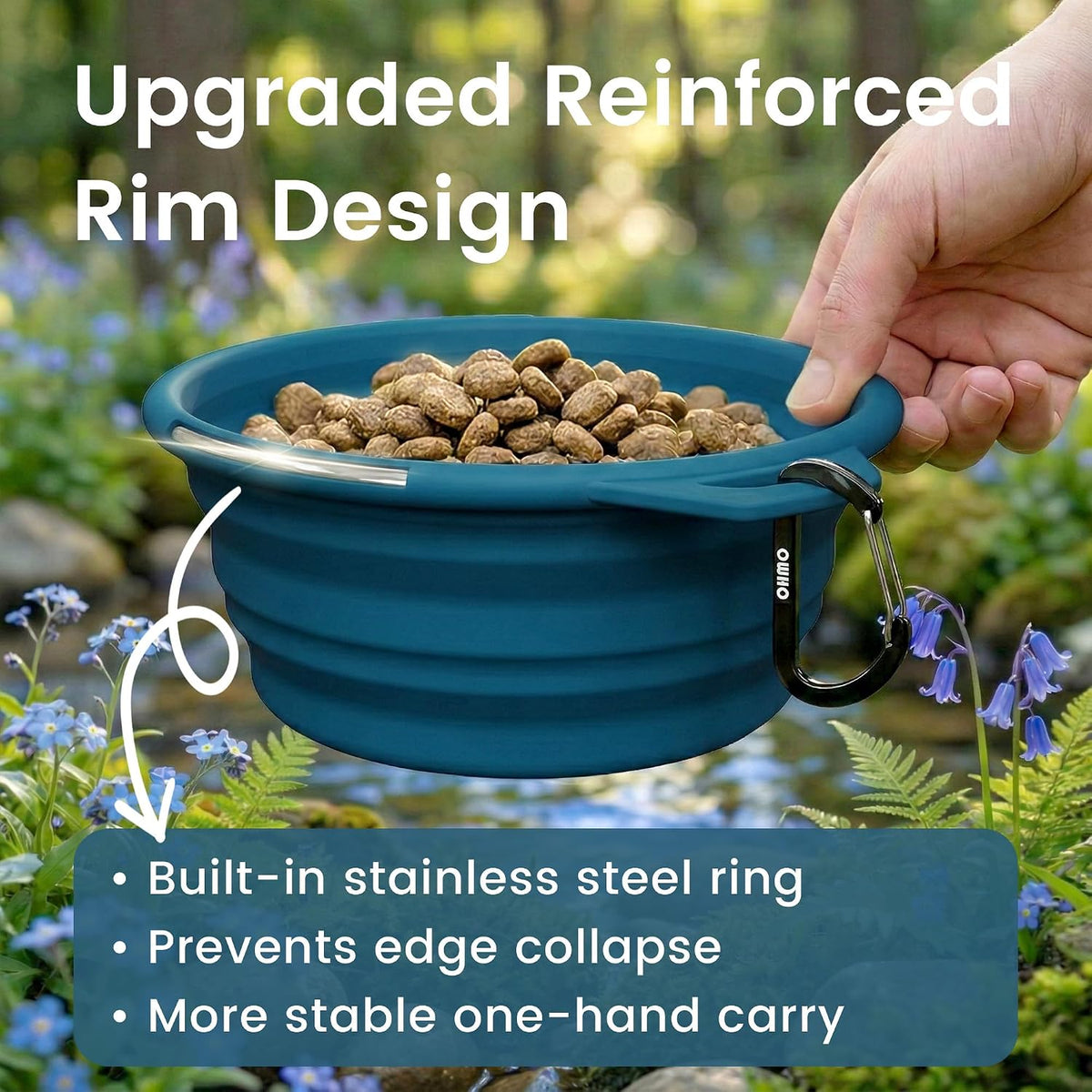 OHMO Collapsible Dog Bowls for Pet Travel, Coral&Brick Red - Steel 2x27oz / Peacock&Light Blue - image 3