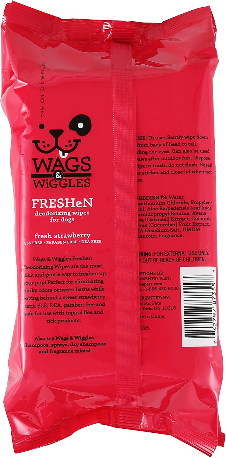 Wags & Wiggles Hypoallergenic Dog Wipes, Fragrance-Free - Deodorizing / 100 Count (Pack of 2) - image 3