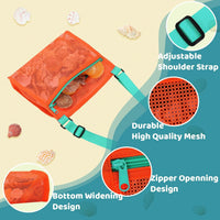 MUYIZI Mesh Beach Bag for Shells Collecting 3 Pack - Orange+Green+Pink+Yellow - image 3