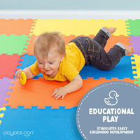 Non-Toxic Extra-Thick 36 Piece Children Play & Exercise Mat - 6 ft x 6 ft (Square) / Primary Colors - image 3