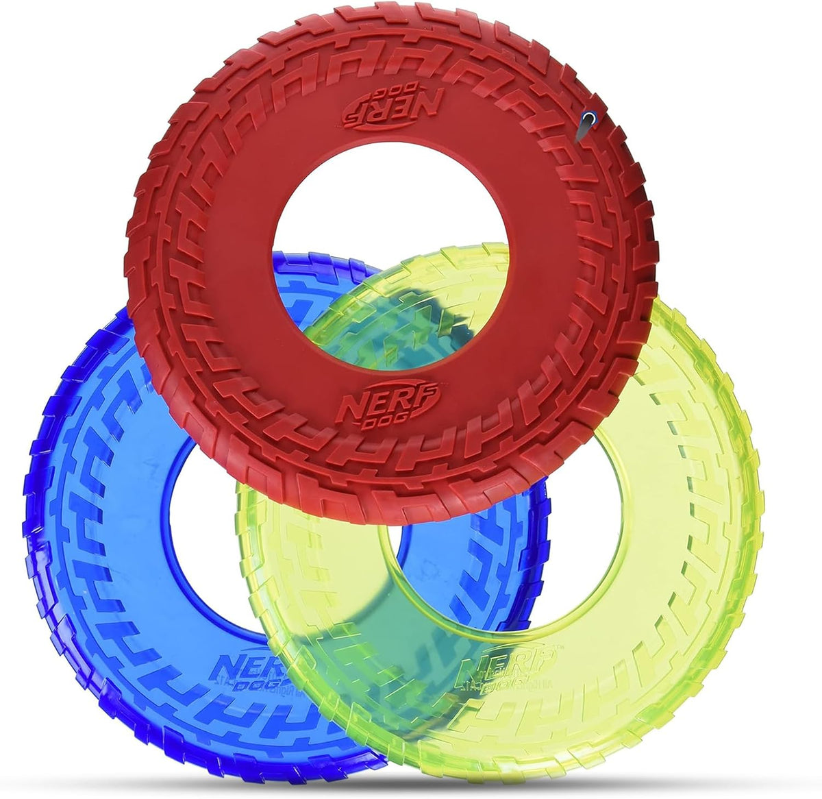 Nerf Dog Tire Flyer Dog Toy Gift Set - Multicolor / 10 Inch (Pack of 3)