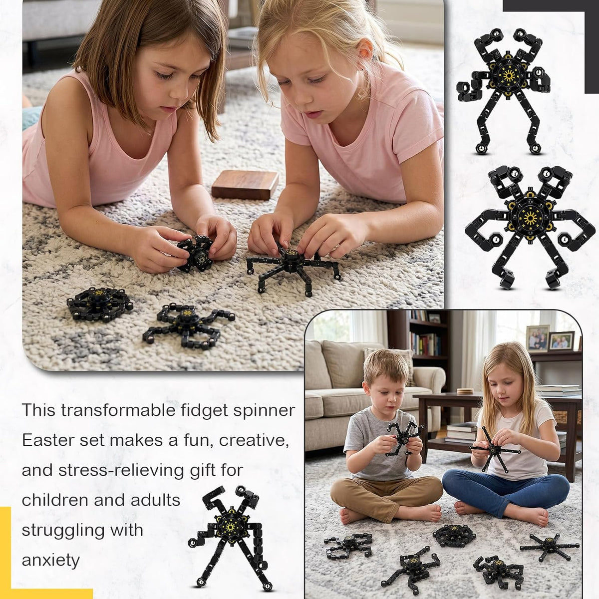 Jerify 40 pack transformable chain robot fidget spinner toys in five bright colors - view 28