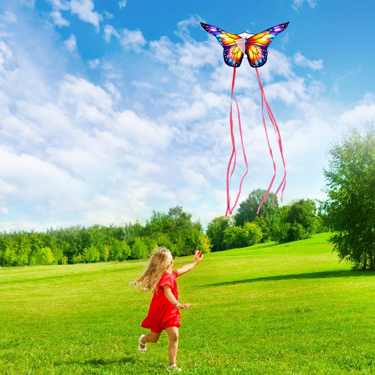 Xida Butterfly Kites for Kids and Adults Easy to Fly - 2 Pack (Peacork+Colorful) - image 4
