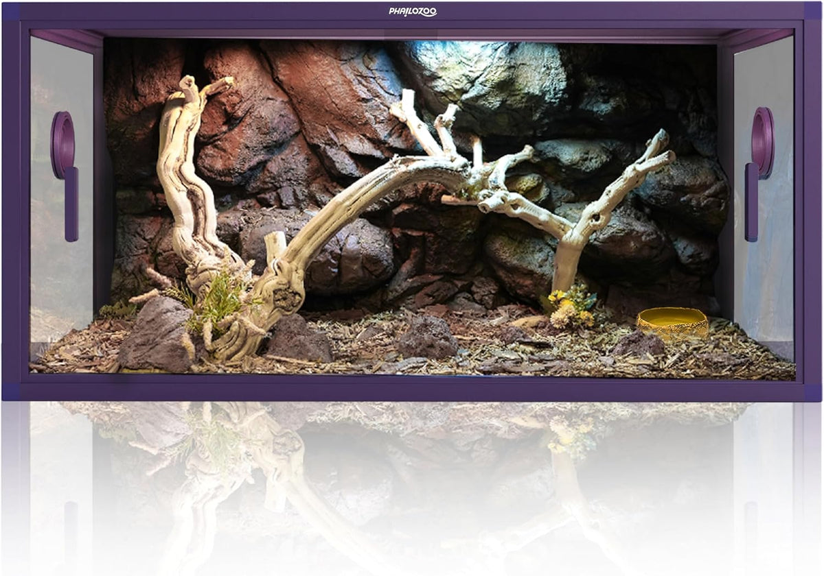 120 Gallon Reptile Tank, Stackable 4x2x2 Reptile Enclosure – Essentials for Reptiles And Amphibians - Royal Purple / 50 Gallon