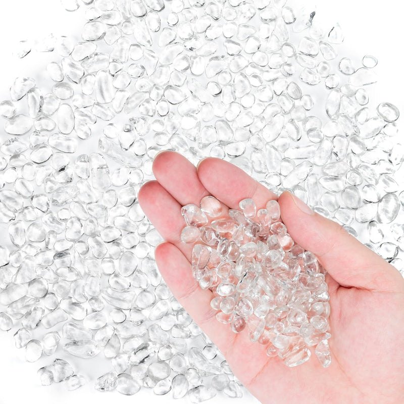 Colorful Glass Stones, 0.97 LB Fish Tank Gravel, Small Irregular Rainbow Aquarium Gravel - Clear