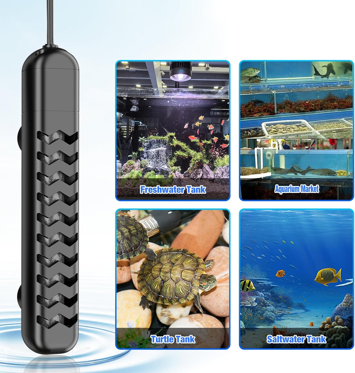 100W Submersible Fish Tank Heater for 10-20 Gallon with Auto Shut-Off - 500W - image 2