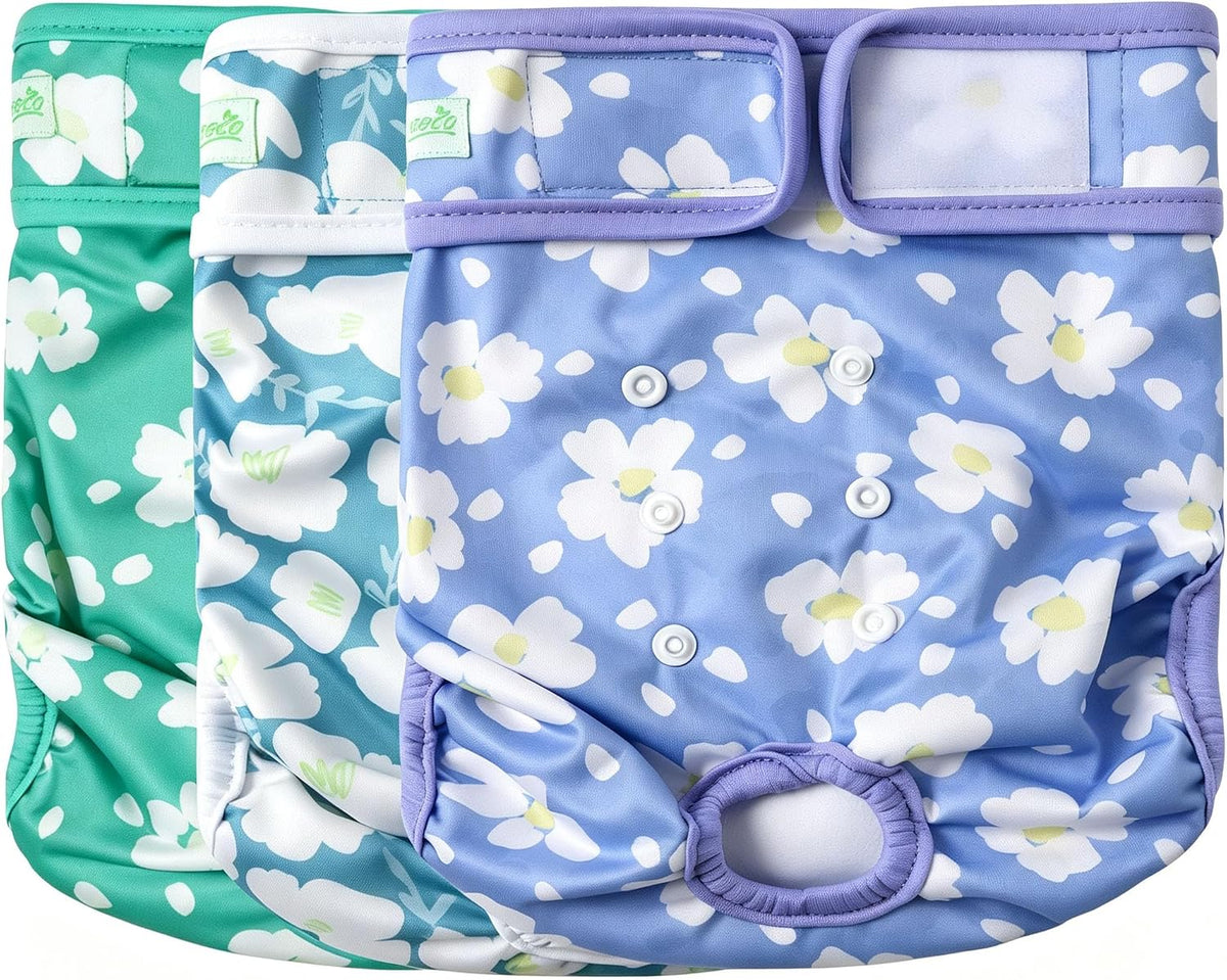 wegreeco Washable Reusable Premium Female Dog Diapers - Large / Spring Colors