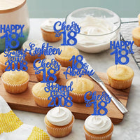 24PCS Black Happy 50th Birthday Cupcake Toppers Fifty Straight Outta - Blue / 18th - image 4