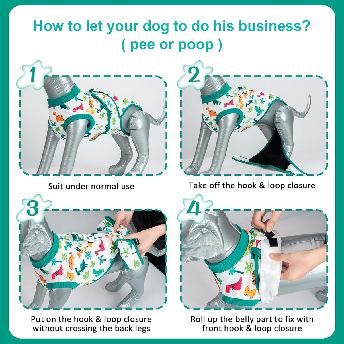 Dog surgery recovery suit with magic tapes, stretchy breathable fabric, sizes XS to 2XL - view 4